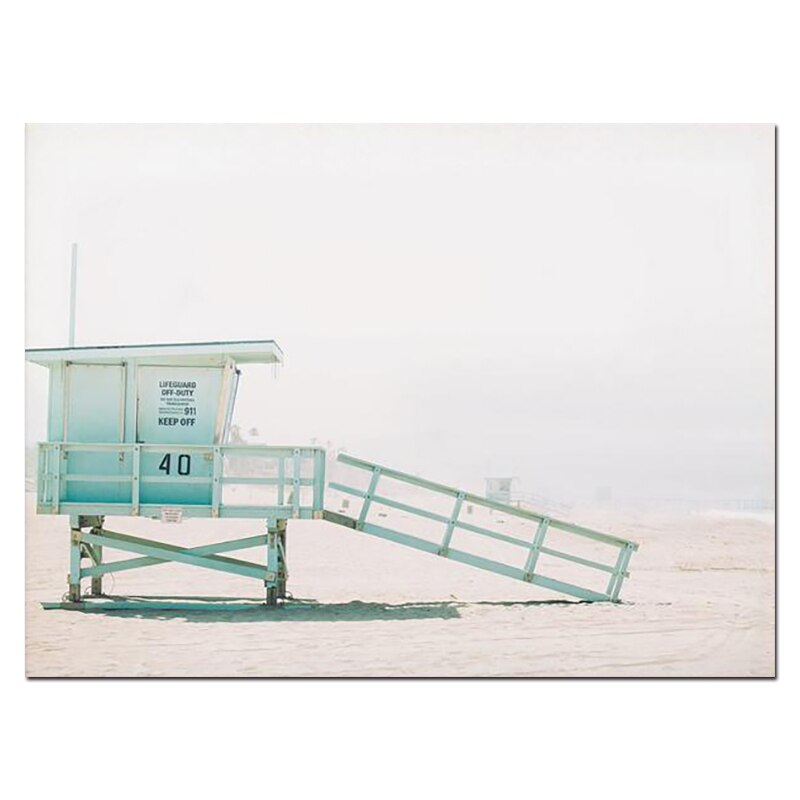 Coastal Landscape Poster Print Beach Ocean Wall Art Flamingo Canvas Poster Painting Nordic Decoration Picture for Living Room