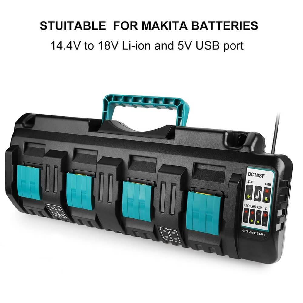 DC18SF 4-Port 18V Charger Replacement for Makita 14.4V-18V Lithium