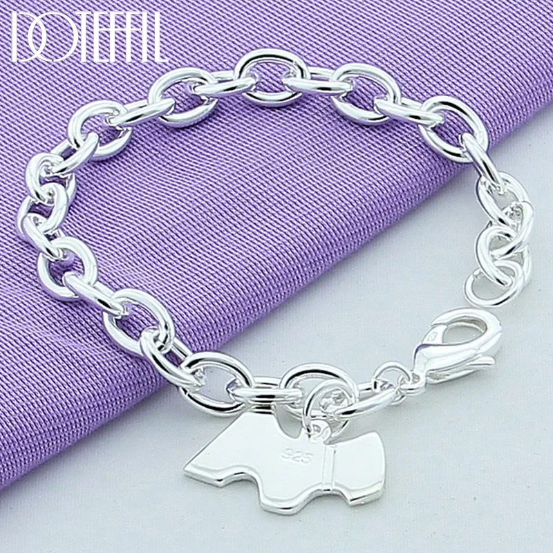 DOTEFFIL 925 Sterling Silver Cute Dog Pendant Bracelet For Woman Jewelry
