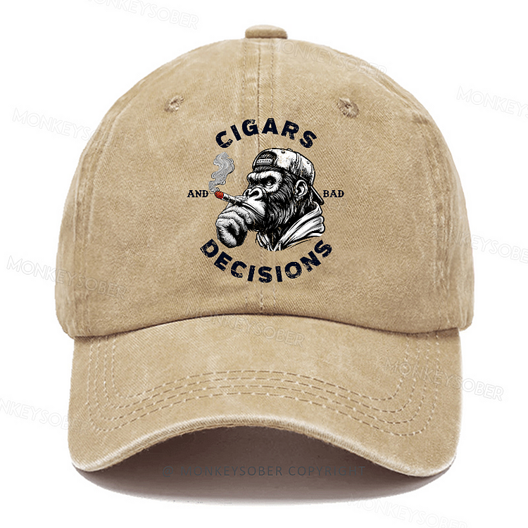 Personalized "Cigars And Bad Decisions" Custom Washed Baseball Caps