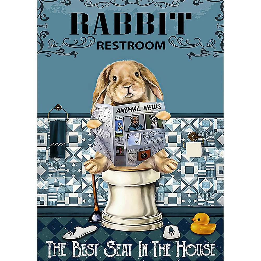 Wacky Bathroom Rabbit - Full Round - Diamond Painting(30*40cm)