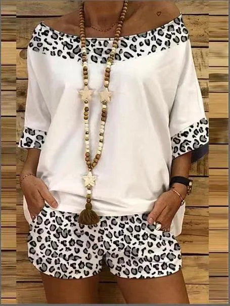 women's fashion leopard print stitching loose suit socialshop