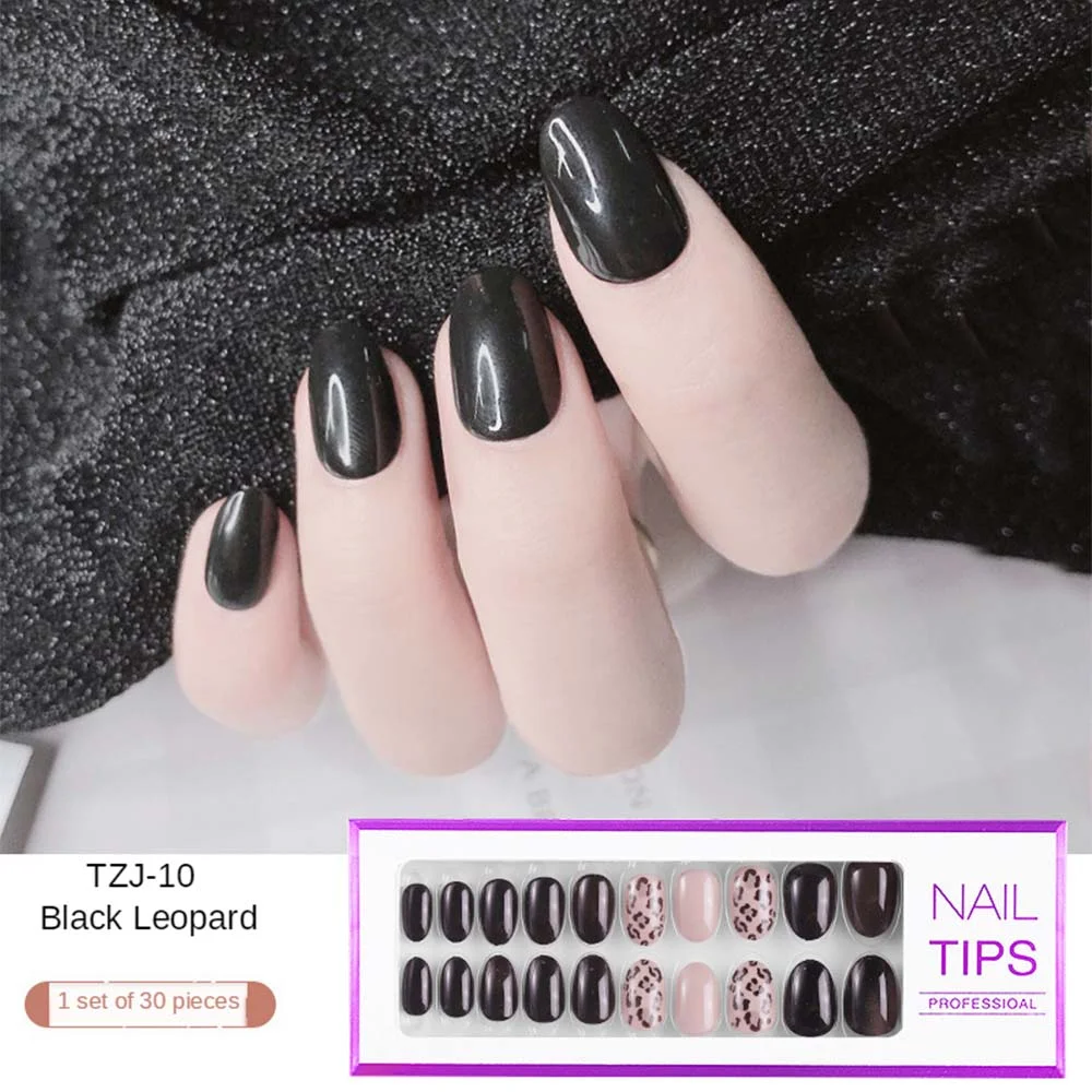 24/30Pcs/Set Reusable False Nail Tips Set Full Cover Shiny Matte Nail Tips With Designs Press On Nails Art Fake Extension Tips-Nail Inspo