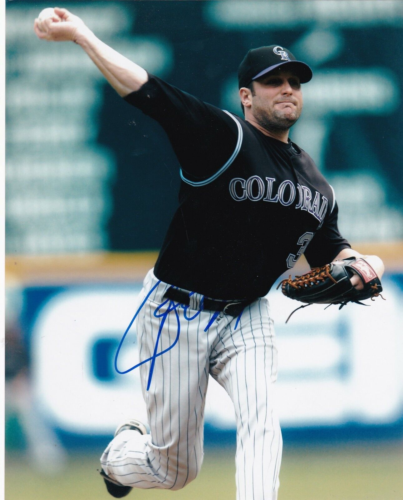 JOSH FOGG COLORADO ROCKIES ACTION SIGNED 8x10