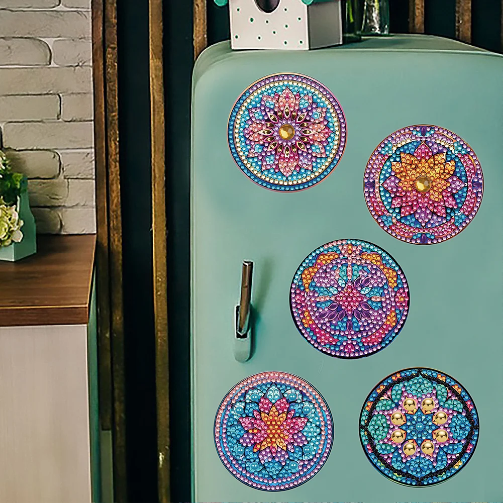 12pcs DIY Mandala Diamond Painting Magnets Refrigerator for Adult Kid Beginners