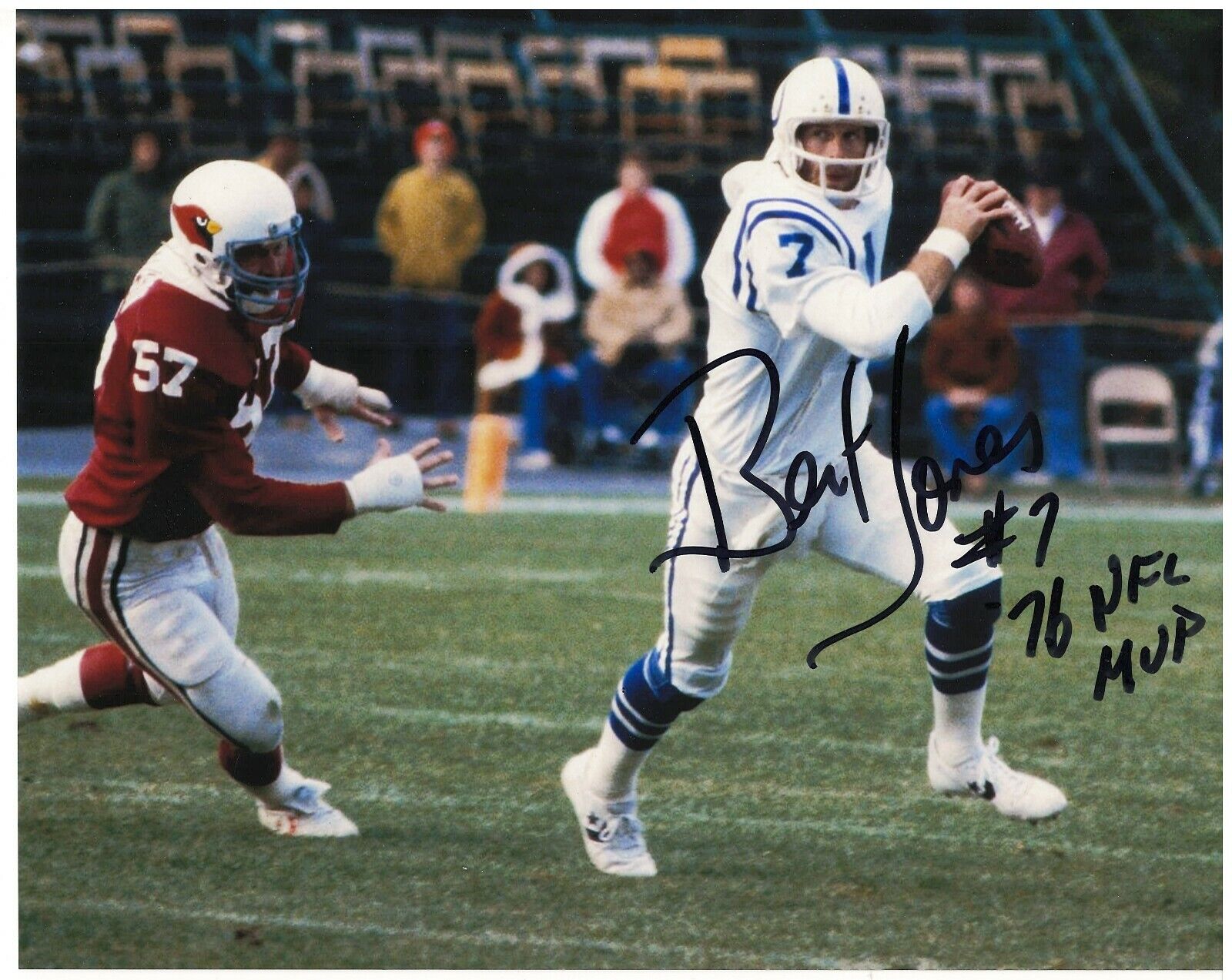 BERT JONES BALTIMORE COLTS 1976 NFL MVP RARE SIGNED Photo Poster painting