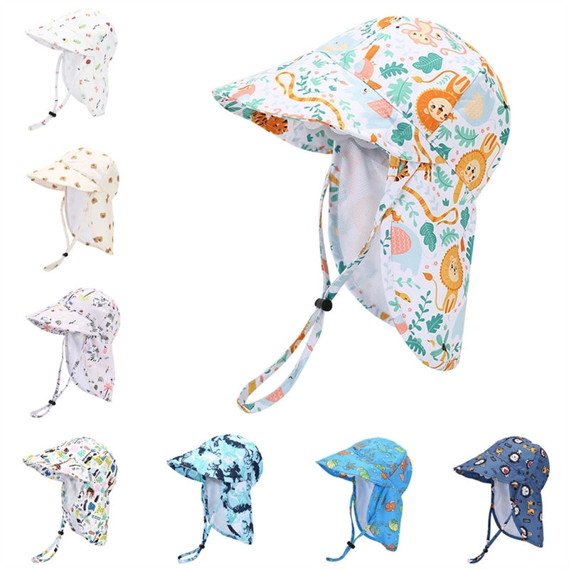 Children Unisex Cartoon Style Animal Printing Sun Hat