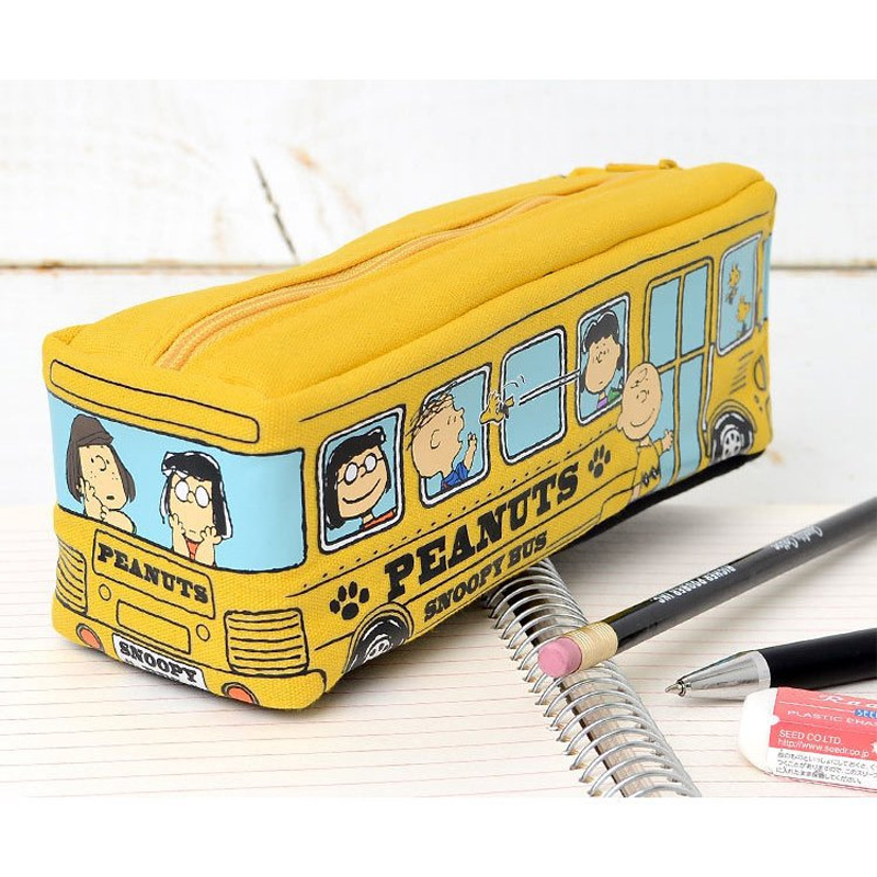 Peanuts Snoopy Bus Pencil Bag Canvas Large Capacity  Zipper Pen Pencil Case  A Cute Shop - Inspired by You For The Cute Soul 