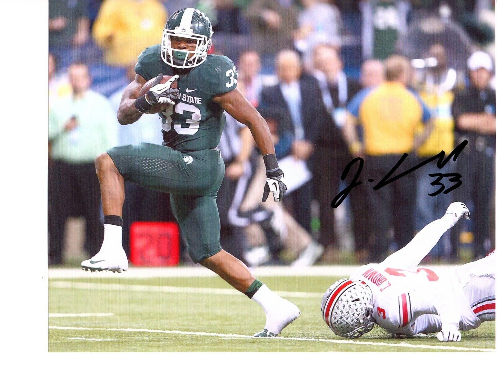 Jeremy Langford Michigan State Football Signed auto 8X10 Photo Poster painting Big Ten Title TD!