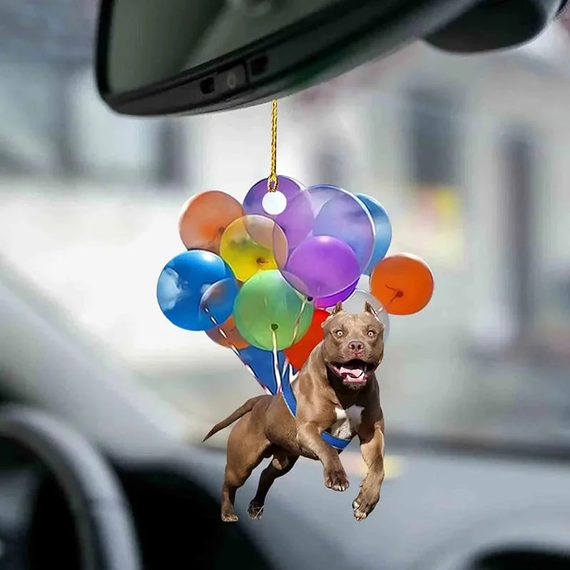 VigorDaily Pitbull Fly With Bubbles Car Hanging Ornament BC064