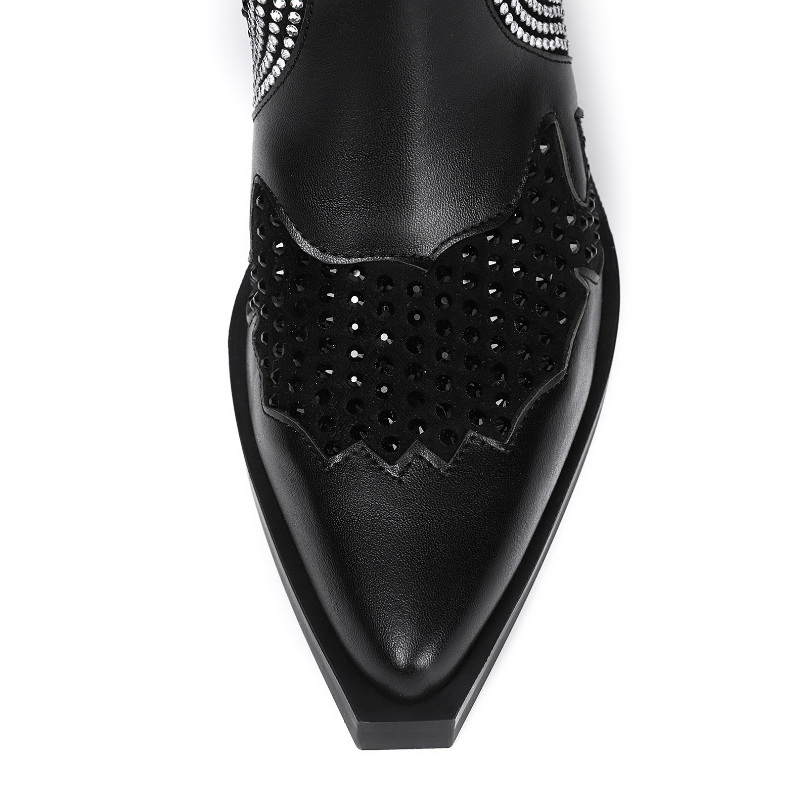 100mm Women's Rhinestone Retro Chunky Heel Western Cowgirl Boots Ankle Boots-MERUMOTE