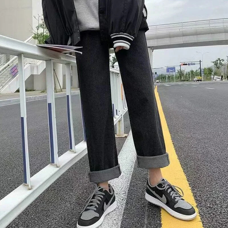 Ankle-length Jeans Women Plus Velvet Thickening All-match Winter Streetwear Solid Female Students Warm Denim Trousers Ulzzang