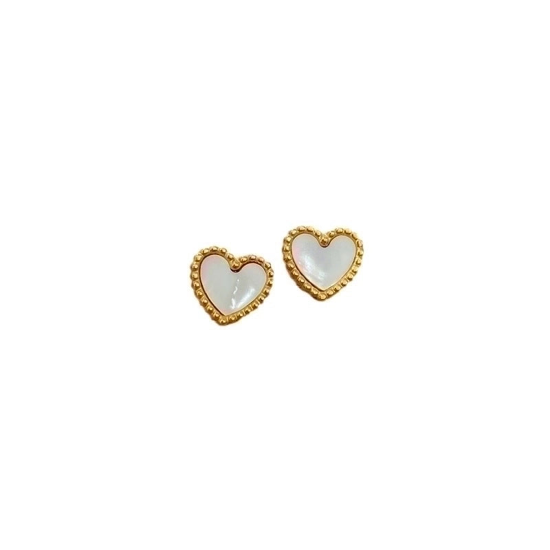 1 Pair Modern Style Minimalist Heart Shape Titanium Steel Ear Studs