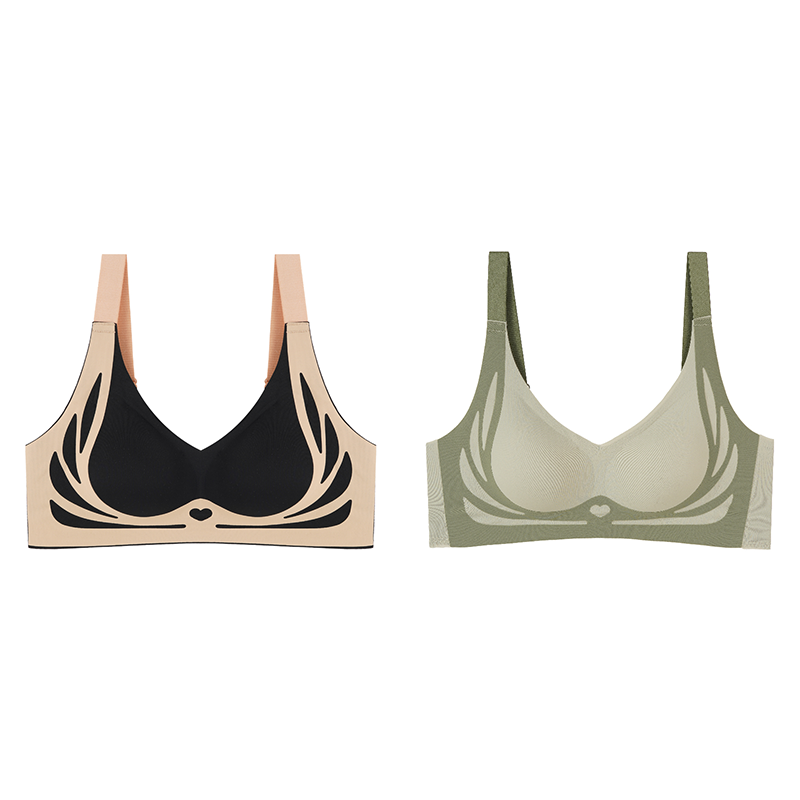 Xinyulin 2 PCS/SET Women Super Gather Wireless Push-up Bra Female Gathered Up Padded Support Bras Seamless Vest Bra Bralette Underwear