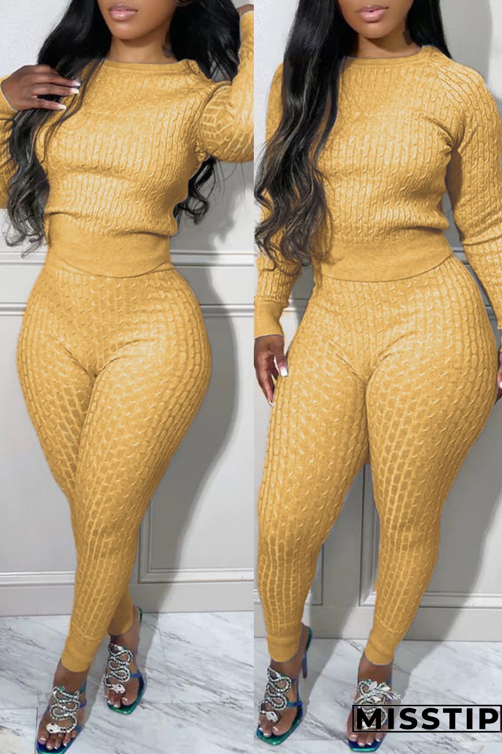 Rose Red Fashion Casual Solid Patchwork O Neck Long Sleeve Two Pieces