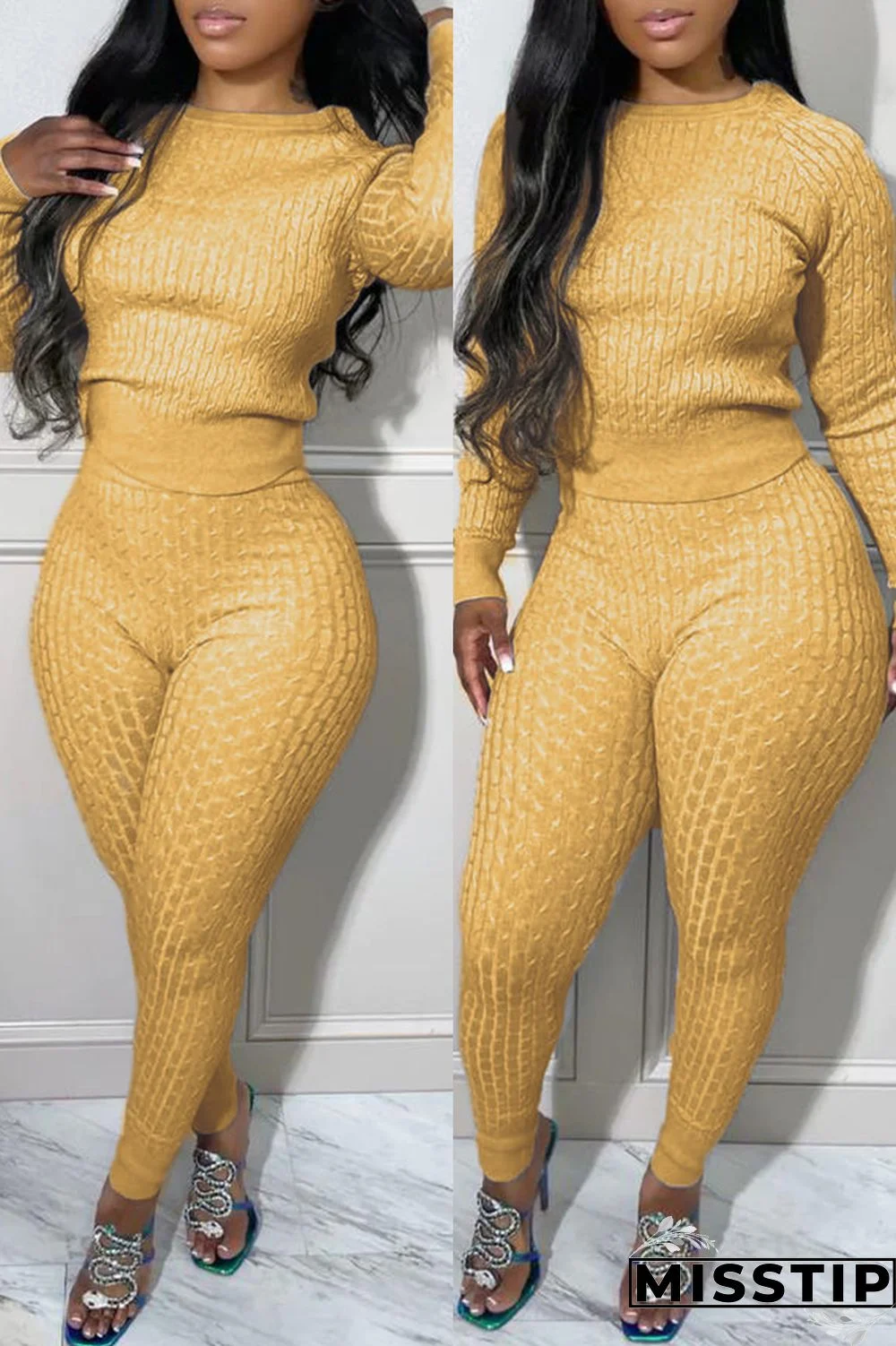 Rose Red Fashion Casual Solid Patchwork O Neck Long Sleeve Two Pieces