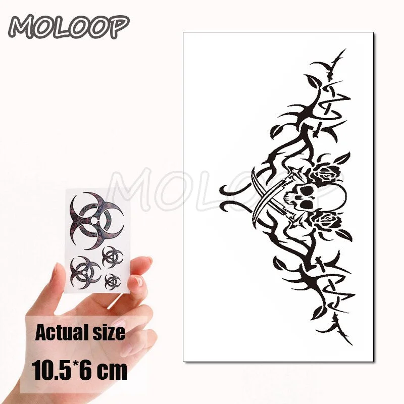 Water Transfer Tattoo Skull Cyclops Pirate Tattoo Body Art Waterproof Temporary Fake Flash Tattoo for Man Woman Kid 10.5*6cm