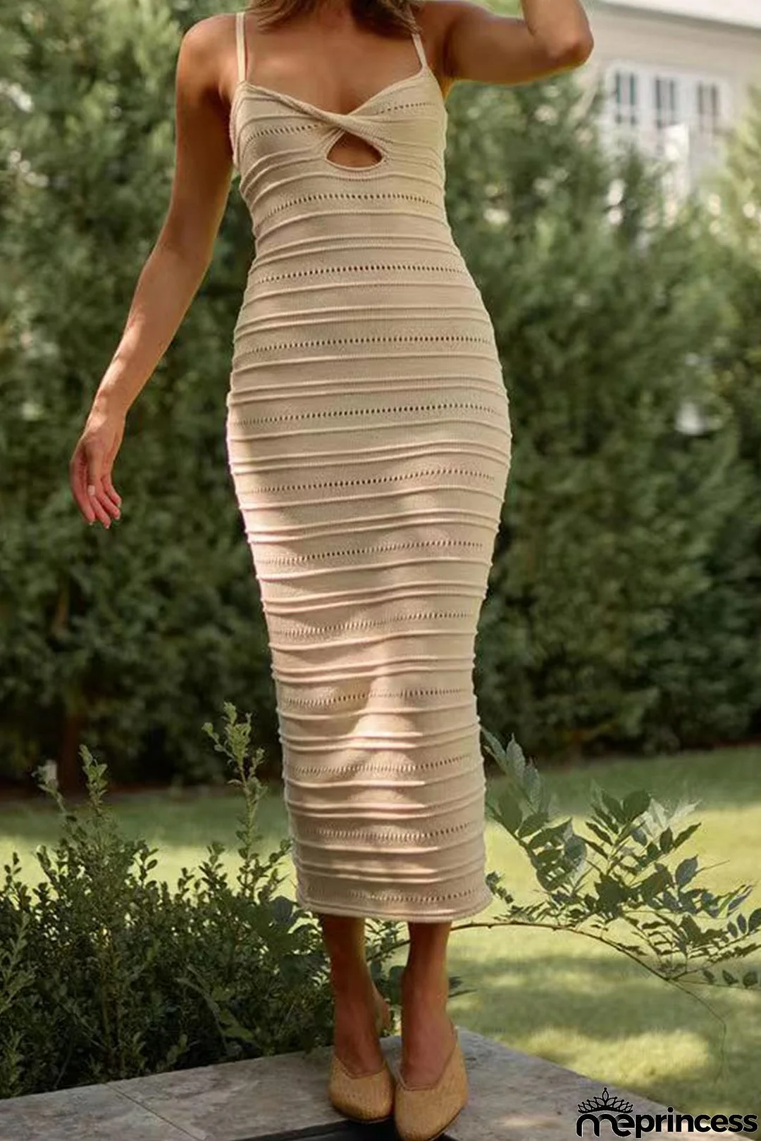 Twisted-front Hollow Out Cami Dress