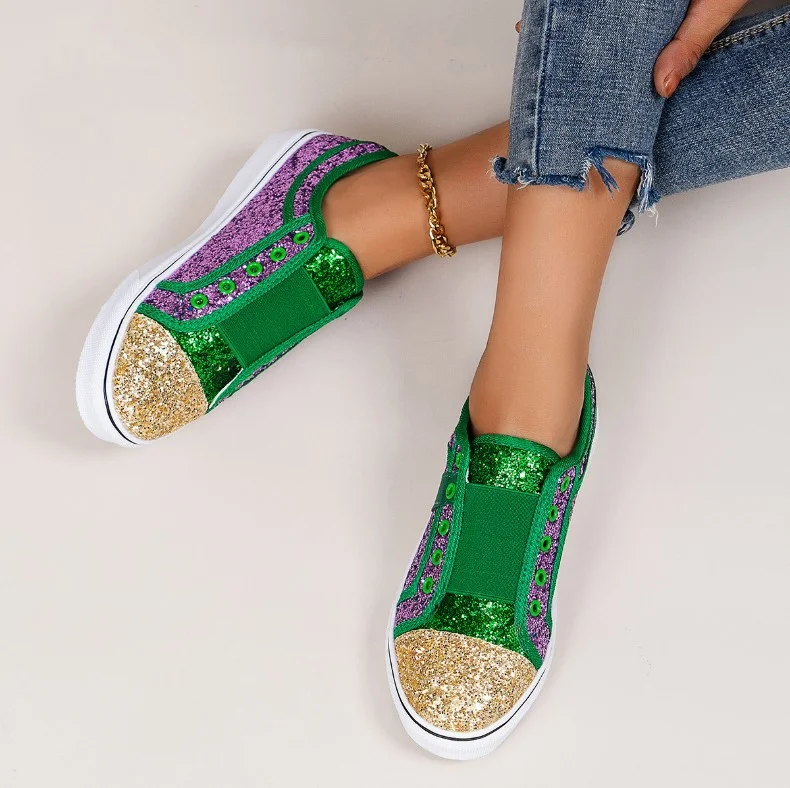 Meladen™ 🔥🔥🔥2021 Herbst Neue lässige Paillettennähte Set Fuß flache weibliche Schuhe