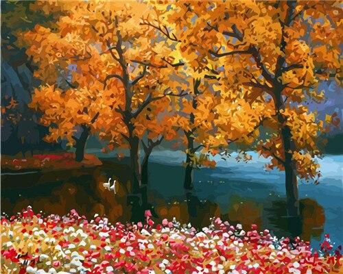 

Orange Trees on Lake – Paint By Numbers - 40*50CM, 501 Original