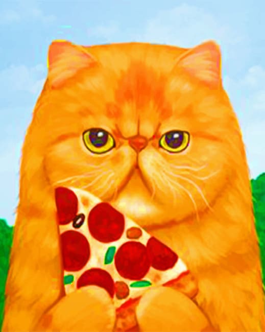 

Cat Eating Pizza – Paint By Numbers - 40*50CM, 501 Original