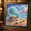 Heart Wave Turtle Family Special Shaped 5D DIY Partial Drill Diamond Painting Kits for Adults Beginners Home Decor Diamonds Dots Gem Art Kits 11.81 X11.81inch