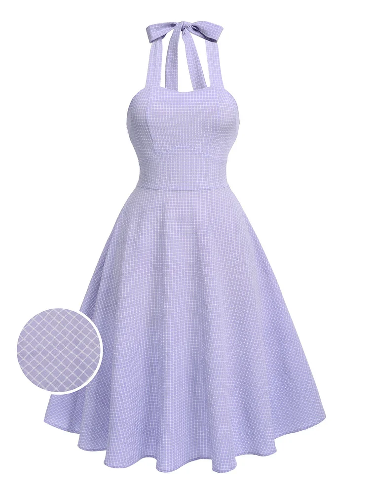 1950s Purple Halter Swing Vintage Dress