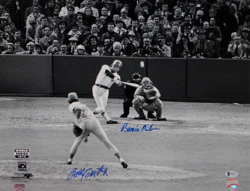 Bernie Carbo Rollie Eastwick Signed 16x20 BW 1975 World Series PF Photo Poster painting- Beckett