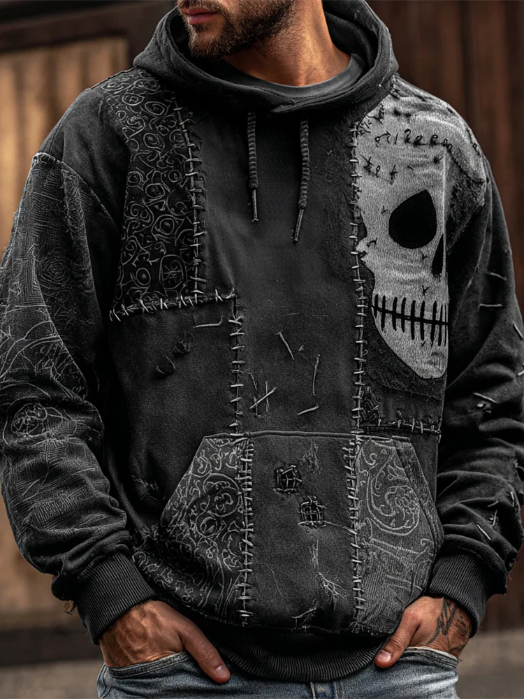 Men's Halloween Skull Stitch Art Men's Hoodie
