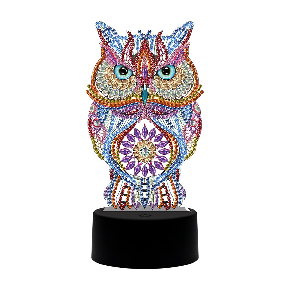 DIY Special Shaped Diamond Painting Owl LED Light Cross Stitch Embroidery