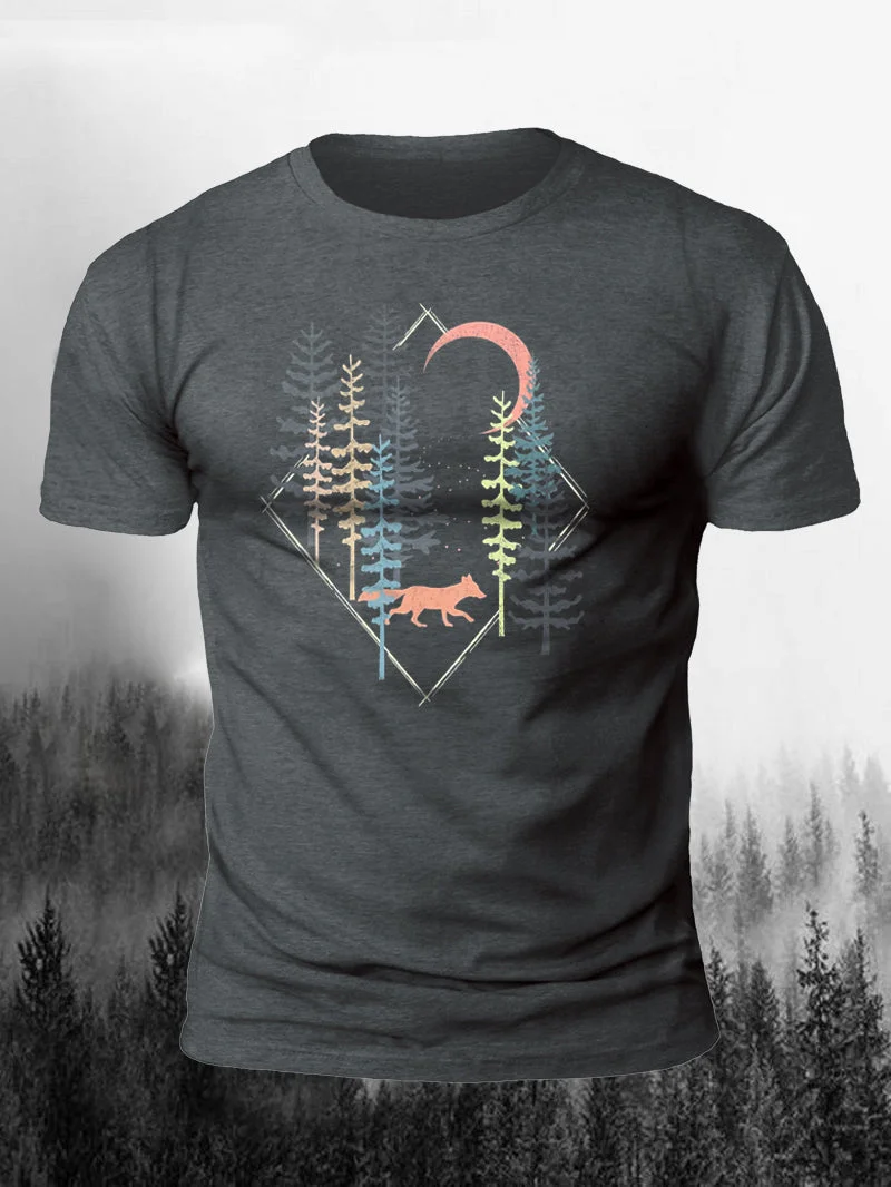 Men's Forest Geometric Fox Short-Sleeved Shirt in  mildstyles