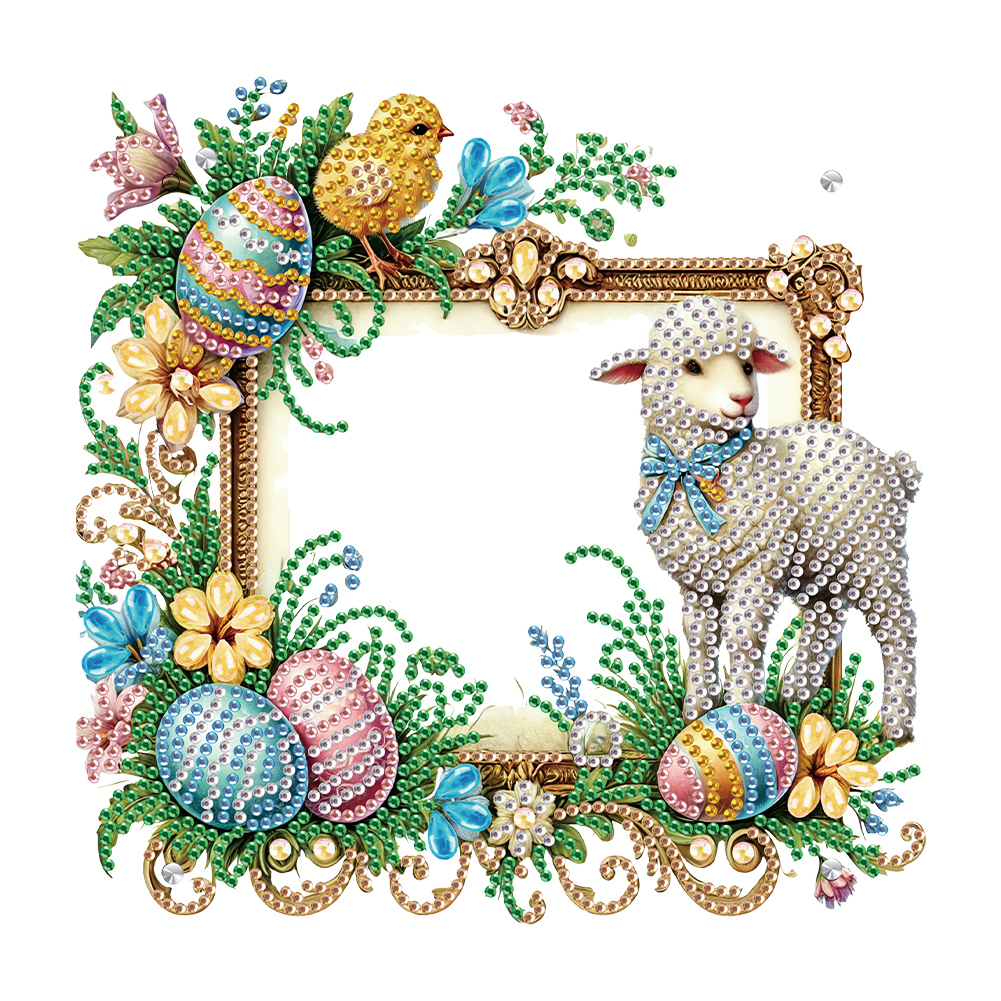 Acrylic Special Shape Lamb Rhinestone Tabletop Photo Frame Kit