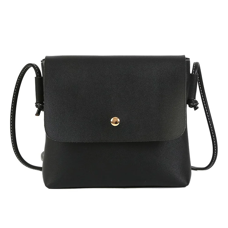 Simple Women PU Crossbody Handbags Pure Ladies Small Messenger Bag(Black)