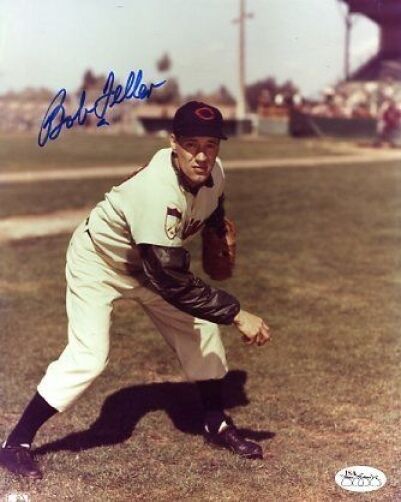 Bob Feller Signed Jsa Cert Sticker 8x10 Photo Poster painting Autograph Authentic