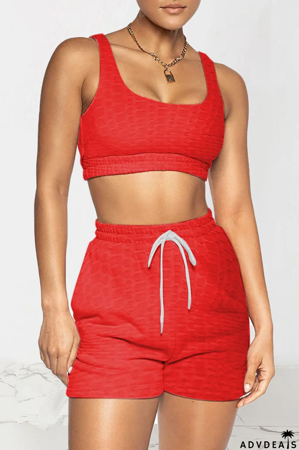 Royal Blue Celebrities Solid Split Joint U Neck Sleeveless Two Pieces