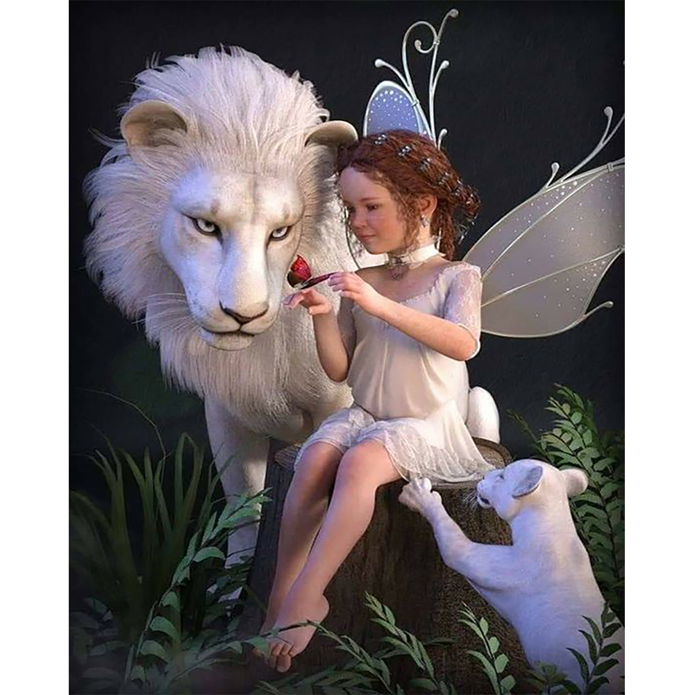 

Lion And Girl - Round Drill Diamond Painting 40*50cm, Round diamond 40*50cm, 501 Original