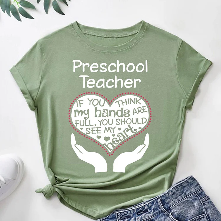 Heart Of A Preschool Teacher   T-Shirt Tee-06600