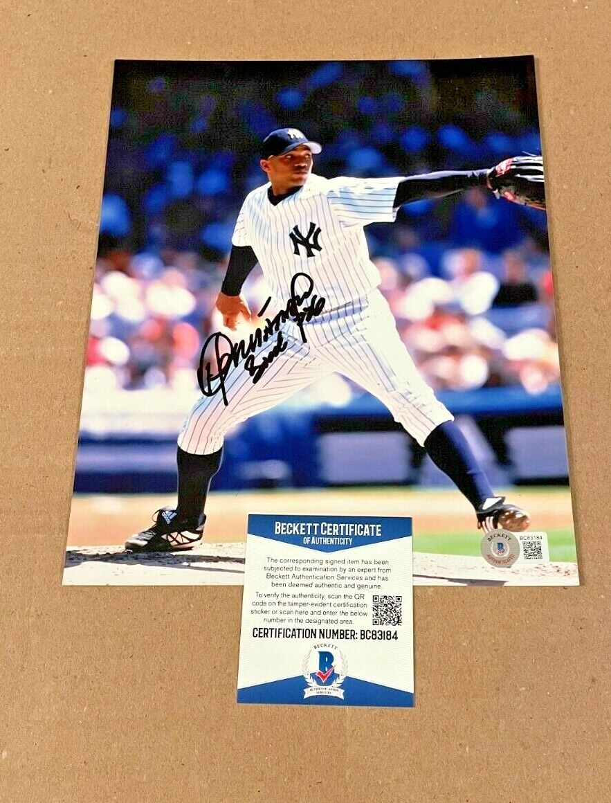 ORLANDO HERNANDEZ SIGNED NEW YORK YANKEES 8X10 Photo Poster painting BECKETT CERTIFIED BAS