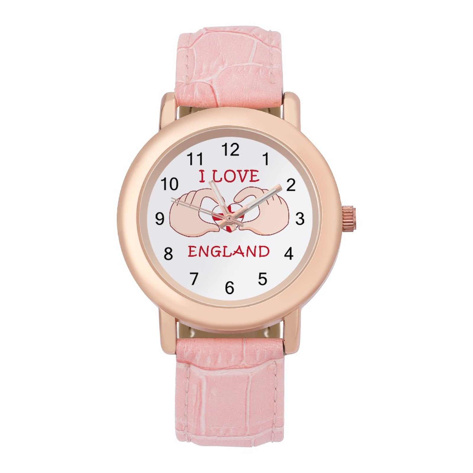 I Love England Women's Easy Reader Leather Strap Watch