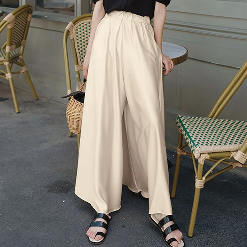 ZANZEA Spring Trousers Stylish Women 2022 Casual Elastic Waist Long Solid Wide Leg Pants Female Streetwear  Pantalon