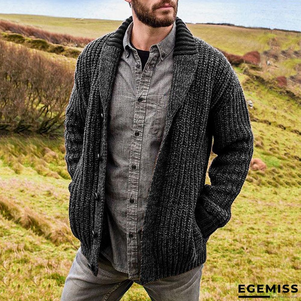 Autumn and Winter Men's Cardigan Solid Color Long Sleeve Knitted Sweater Coat | EGEMISS