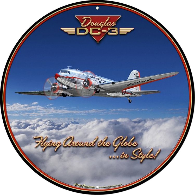 30*30cm - Dc-3 Airplane - Round Tin Signs/Wooden Signs