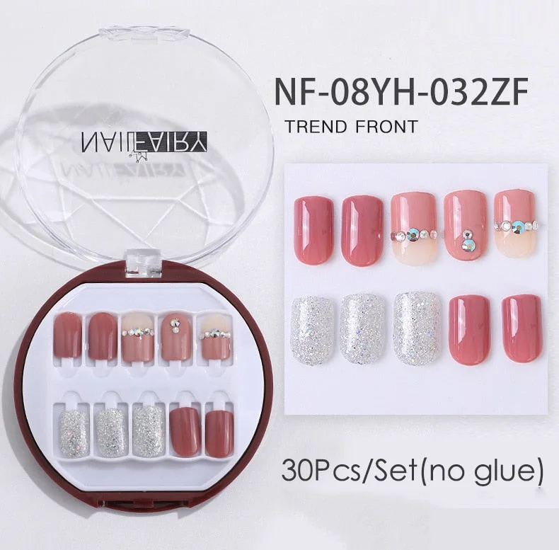 Fake Nails Press Coffin False with Glue Set Packaging Full Artificial Short Kiss Detachable Stick Designs Art Tipsy Cover Box-Nail Inspo