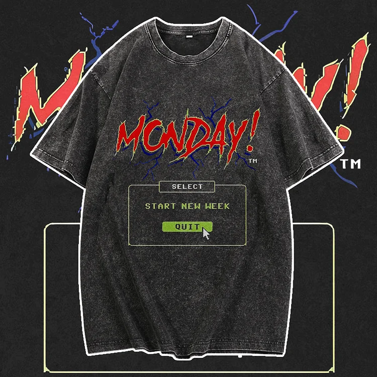 Davidhawaii100% Cotton Casual Retro Game Monday Street T-Shirt - 100% Cotton