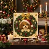 Kit de peinture de perles &agrave; cadre DIY pour chiot de couronne de No&euml;l 20x20cm