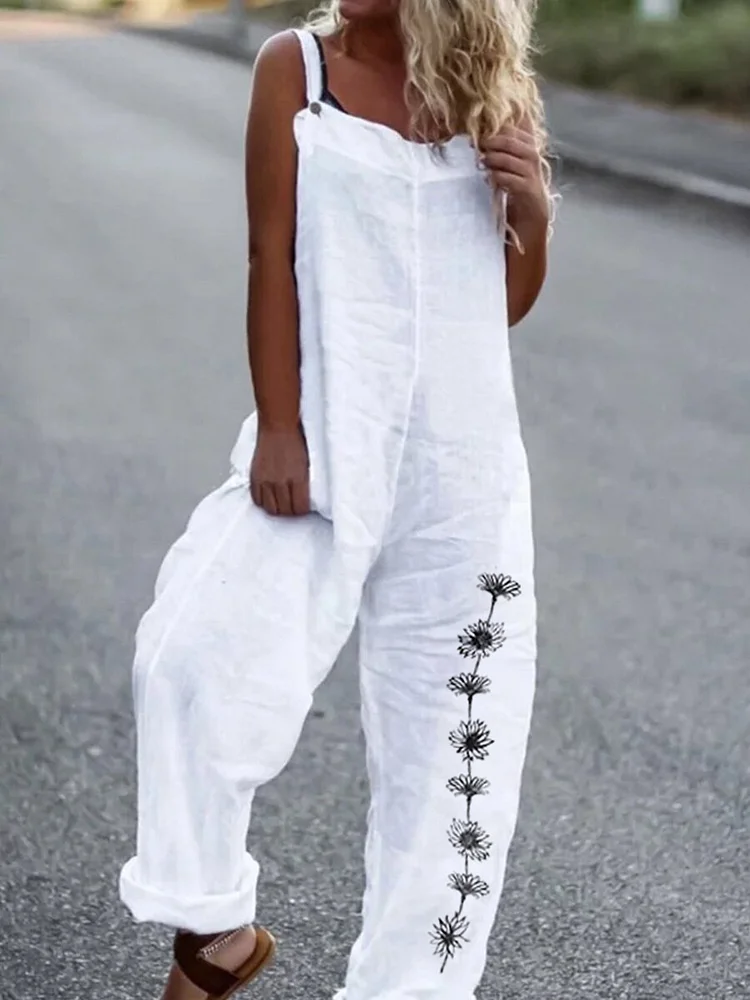 Ladies Casual Versatile Print Jumpsuit