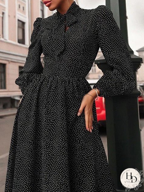 Dresses Polka Dot Print Long Sleeve Dress for Women