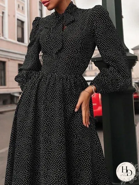 Dresses Polka Dot Print Long Sleeve Dress for Women