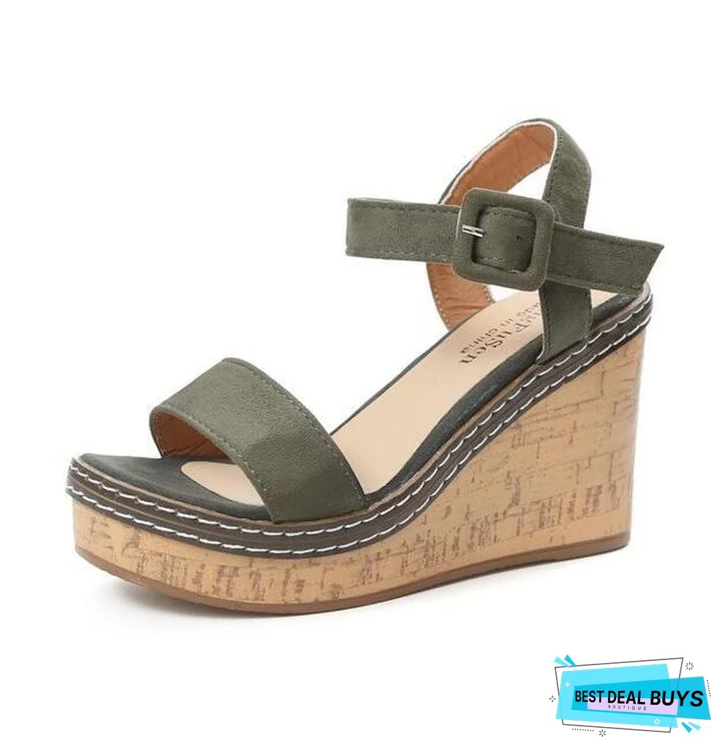 Women Summer Platform Sandals Fish Mouth High Heels Wedge Sandal Shoes