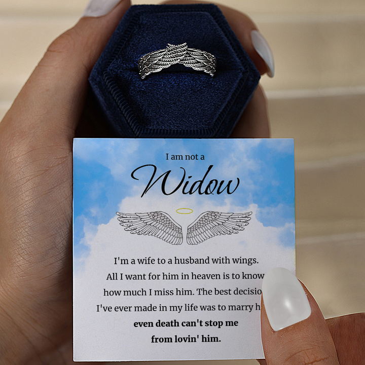 Personalized Guardian Angel Wings Ring "I'm A Wife To A Husband With Wings"